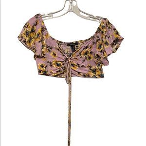 Forever 21 Floral Front Tie Crop Top Size S